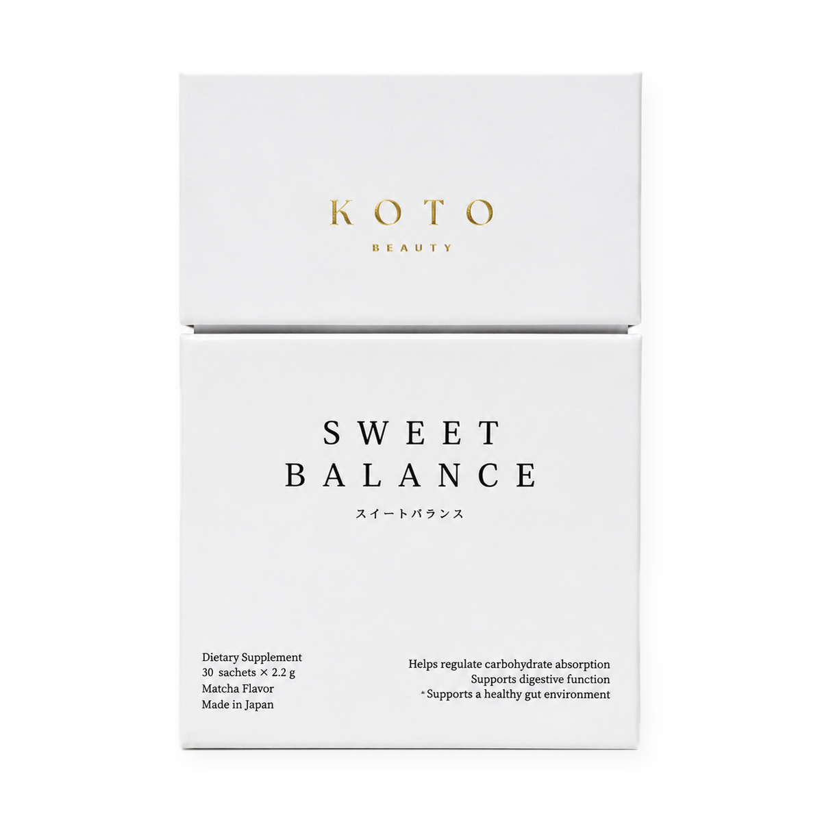 KOTO Beauty Sweet Balance matcha dietary supplement box, front